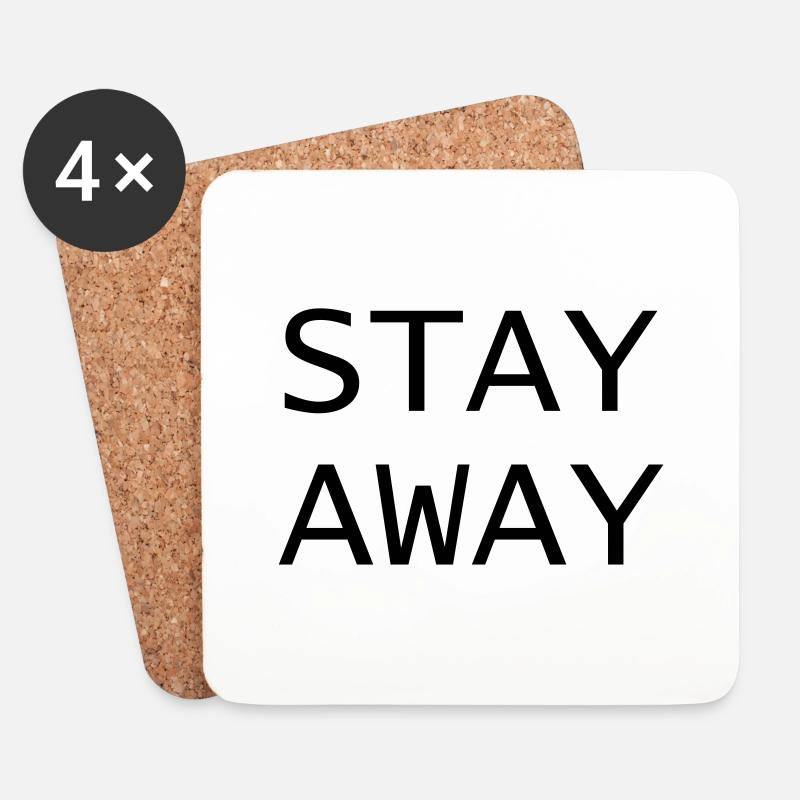 Conception "Stay Away", 2 lignes - Dessous de verre (lot de 4) - blanc