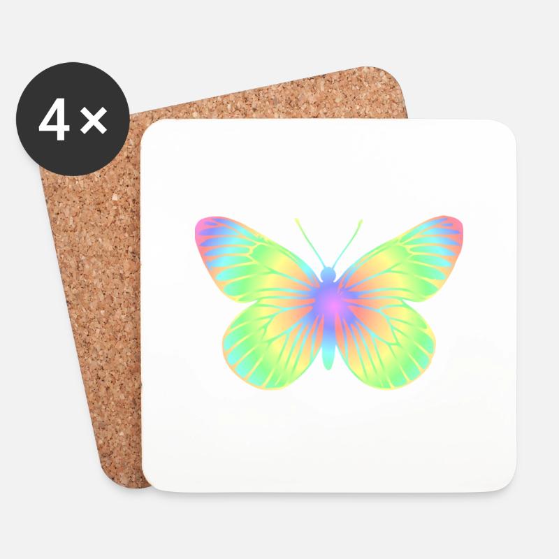Schmetterling 2 - Untersetzer (4er-Set) - Weiß