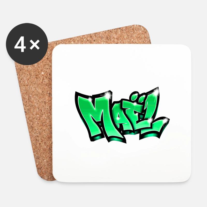 Graffiti Name Maël - Untersetzer (4er-Set) - Weiß