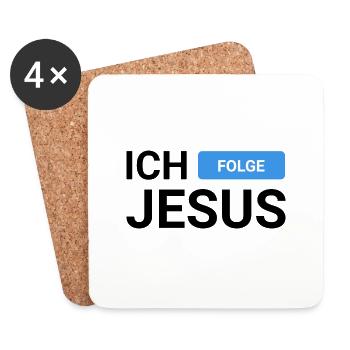 Ich Folge Jesus - Untersetzer (4er-Set) - Weiß - Vorne