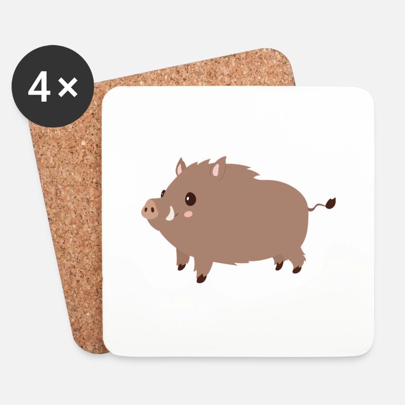 wild boar - Coasters (set of 4) - white