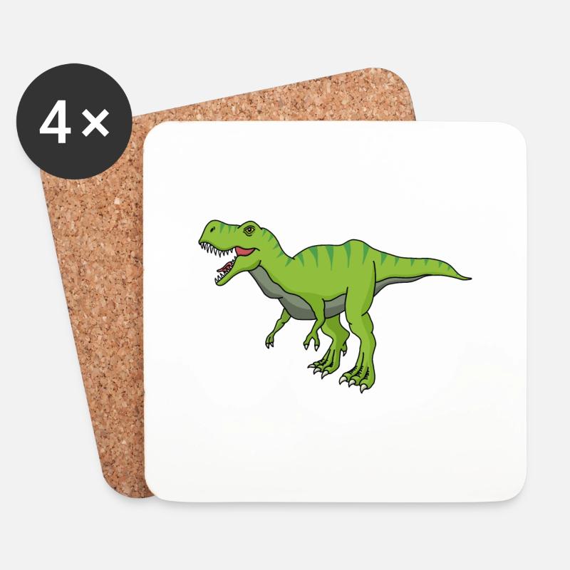 T -Rex Comic Dinosarier - Dessous de verre (lot de 4) - blanc