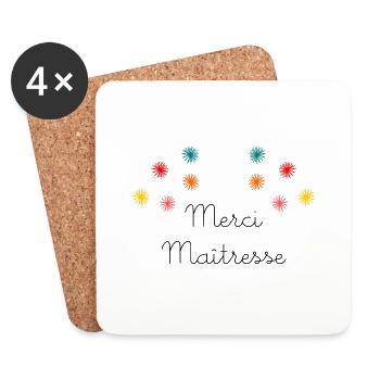 MERCI MAÎTRESSE. CADEAUX MAÎTRESSE. VACANCES. ETE. - Dessous de verre (lot de 4) - blanc - Devant