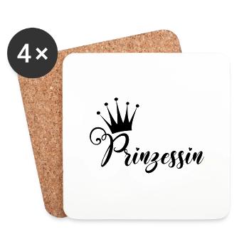 Prinzessin Krone schwarz - Untersetzer (4er-Set) - Weiß - Vorne