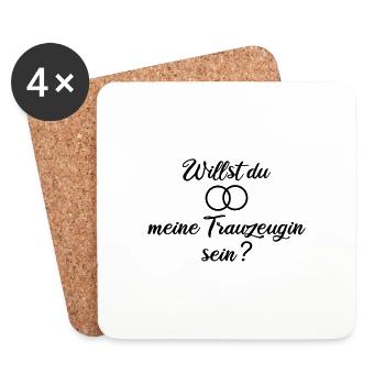 Willst du meine Trauzeugin sein? - Untersetzer (4er-Set) - Weiß - Vorne