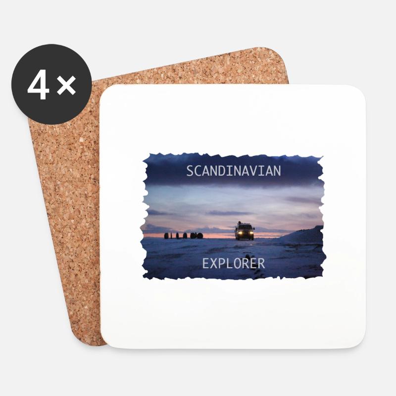 Scandinavian Explorer Iceland Norway - Untersetzer (4er-Set) - Weiß