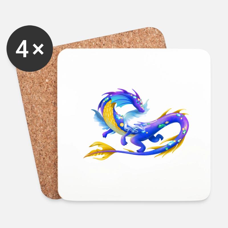 Magischer Wasser Drache - Drachen der Elemente - Untersetzer (4er-Set) - Weiß