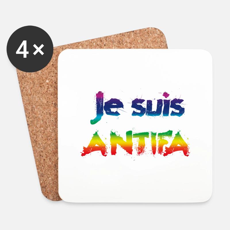 Je suis ANTIFA - Untersetzer (4er-Set) - Weiß