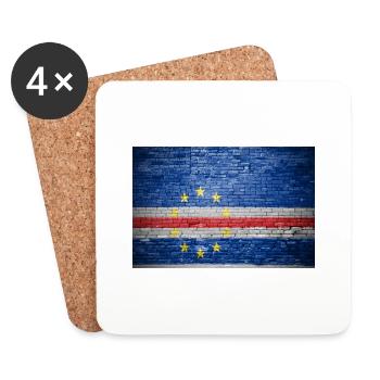 Mur de briques avec drapeau du Cap-Vert graffiti - Dessous de verre (lot de 4) - blanc - Devant