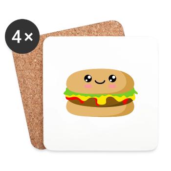 Burger - Dessous de verre (lot de 4) - blanc - Devant