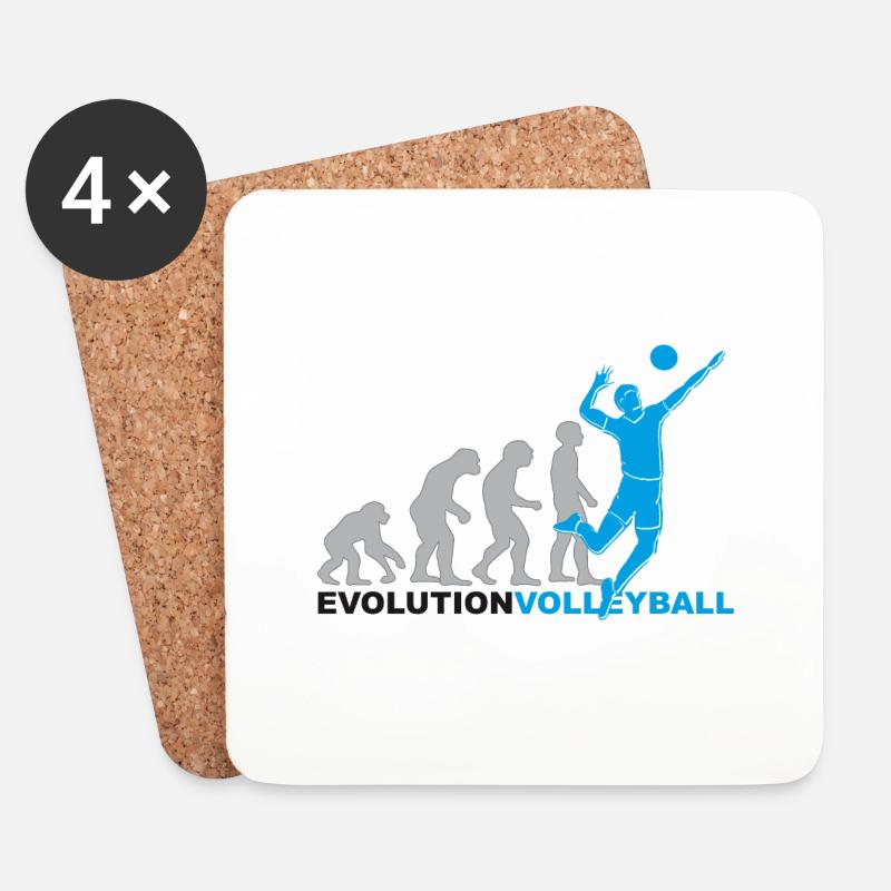 Evolution Volleyball, Volleyball, Volleyballer - Untersetzer (4er-Set) - Weiß