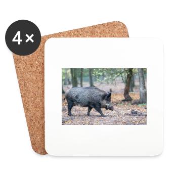 Wild boar (in german Wildschwein) Sus scrofa - Untersetzer (4er-Set) - Weiß - Vorne
