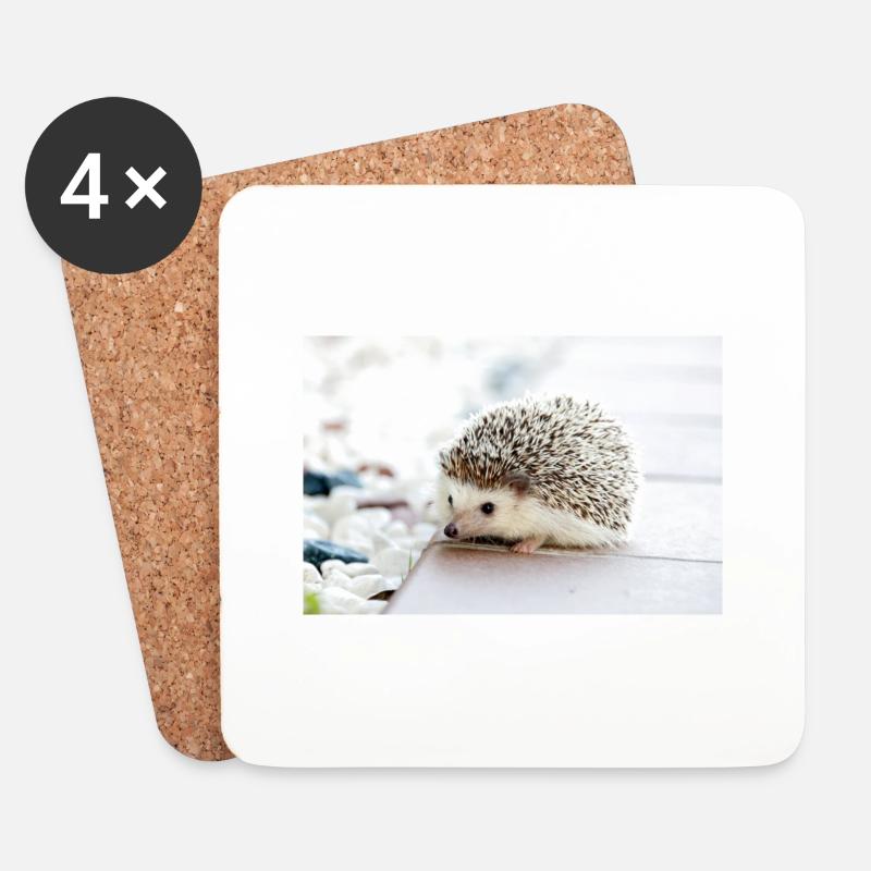Igel im Morgengrauen - Untersetzer (4er-Set) - Weiß