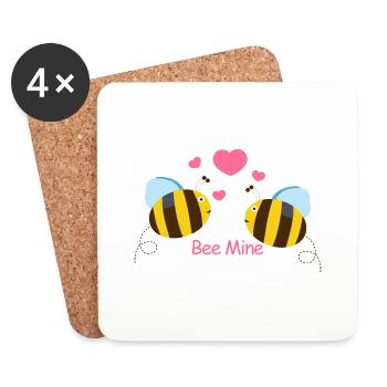 Bee mine. Bee my Valentine - Coasters (set of 4) - white - Front