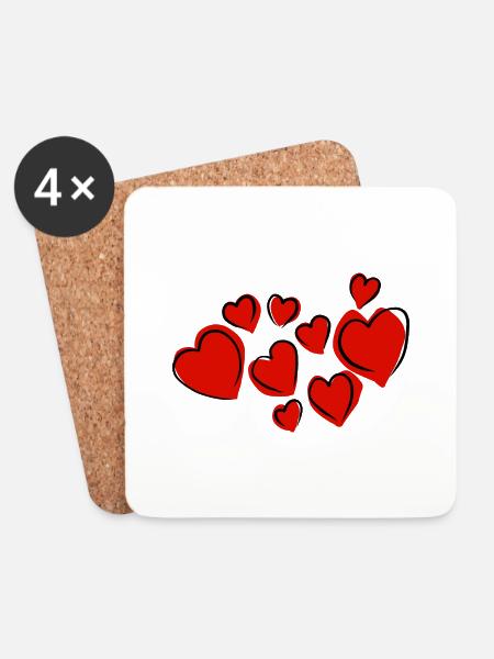 Valentine heart - Coasters (set of 4) - white