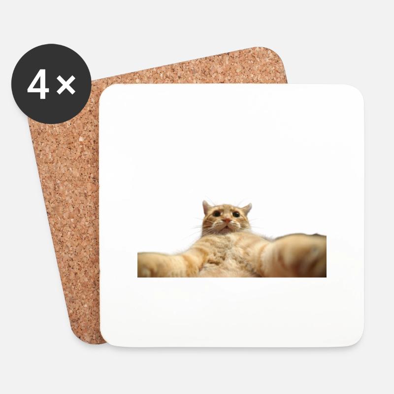 Selfie-Chat - Untersetzer (4er-Set) - Weiß