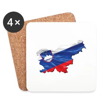 Slowenien Flagge in der Slowenien Landkarte - Untersetzer (4er-Set) - Weiß - Vorne