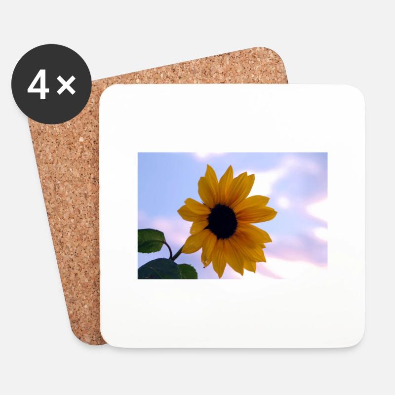 Sonnenblume - Untersetzer (4er-Set) - Weiß