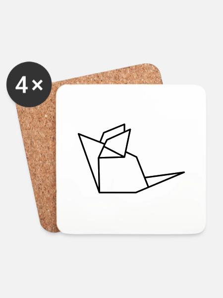 Mouse mouse origami - Coasters (set of 4) - white