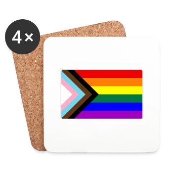 Fortschritt LGBTQ Gay Pride Flagge - Untersetzer (4er-Set) - Weiß - Vorne
