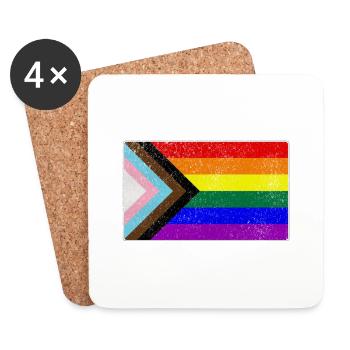 Drapeau de fierté LGBTQ en détresse - Dessous de verre (lot de 4) - blanc - Devant