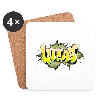 Lucas graffiti name yellow - Untersetzer (4er-Set) - Weiß - Vorne