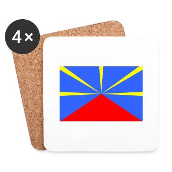 Drapeau Réunion - Dessous de verre (lot de 4) - blanc - Devant