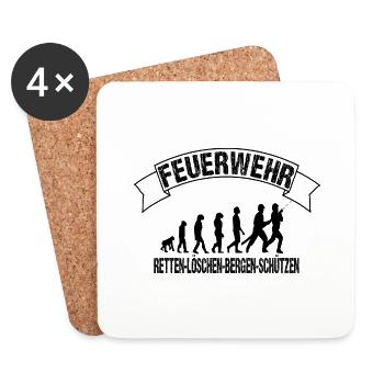 Feuerwehr - Untersetzer (4er-Set) - Weiß - Vorne