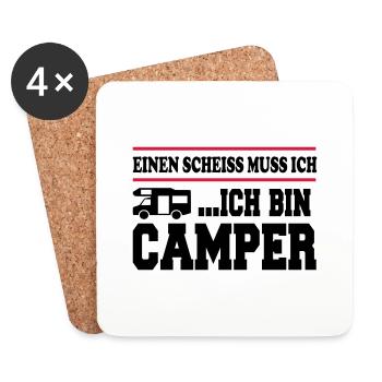 Scheiss muss ich Camping Camper - Untersetzer (4er-Set) - Weiß - Vorne