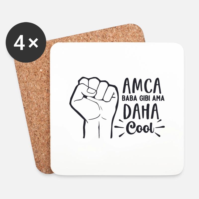 Amca Baba Gibi Ama Daha Cool - Coasters (set of 4) - white
