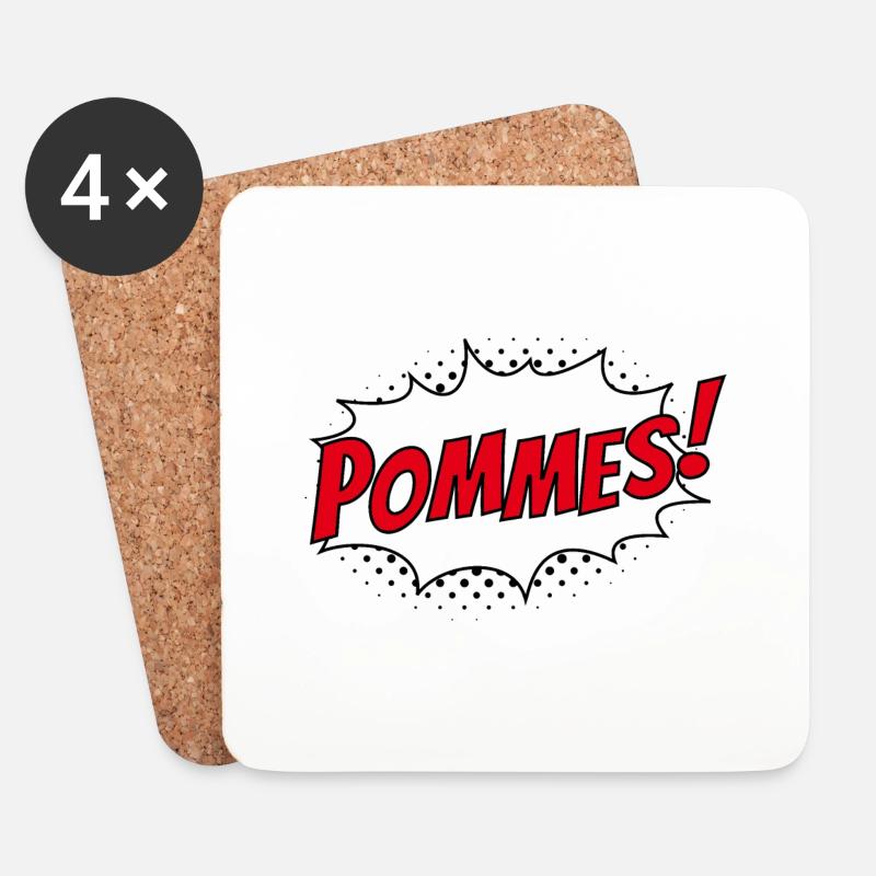 Pommes - Untersetzer (4er-Set) - Weiß