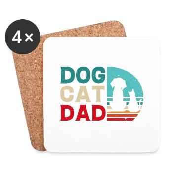 Chat chien papa cadeau - Dessous de verre (lot de 4) - blanc - Devant