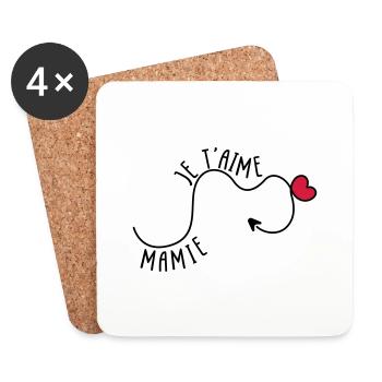 Mamie je t'aime ! - Dessous de verre (lot de 4) - blanc - Devant
