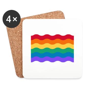 Wavy rainbow gay pride flag - Coasters (set of 4) - white - Front