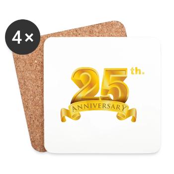 25. Jahrestag & Geburtstag Luxus goldene Zahl - Untersetzer (4er-Set) - Weiß - Vorne