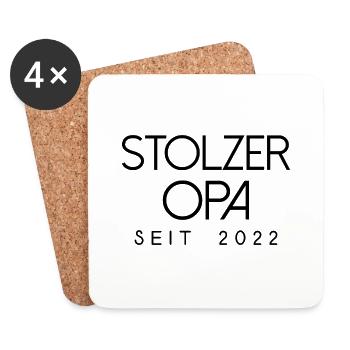 Stolzer Opa seit 2022 Großvater Spruch Schrift - Untersetzer (4er-Set) - Weiß - Vorne