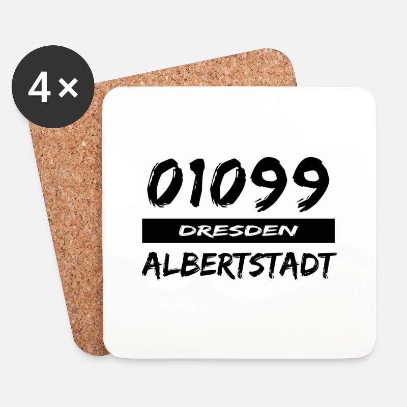 01099 Dresden Albertstadt Tshirt - Untersetzer (4er-Set) - Weiß