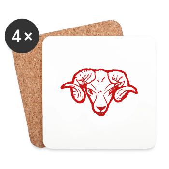 Roter Widderkopf Rammbock Geschenkidee Teufel - Untersetzer (4er-Set) - Weiß - Vorne
