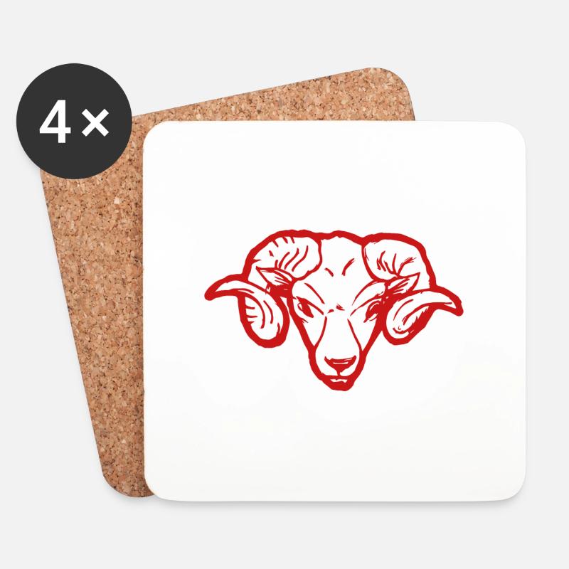 Roter Widderkopf Rammbock Geschenkidee Teufel - Untersetzer (4er-Set) - Weiß