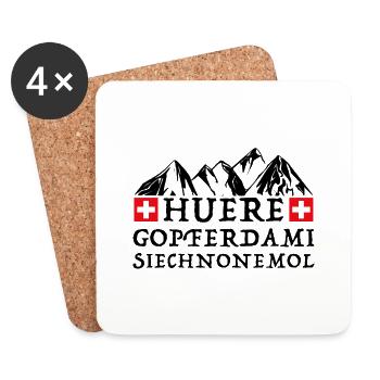 Schweizer Dialekt, lustige Sprüche, Schweiz Fondue - Untersetzer (4er-Set) - Weiß - Vorne