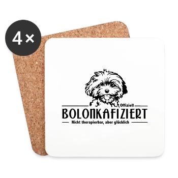 Bolonka Zwetna - "Bolonkafiziert" - Untersetzer (4er-Set) - Weiß - Vorne