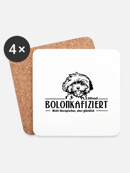 Bolonka Zwetna - "Bolonkafiziert" - Untersetzer (4er-Set) - Weiß