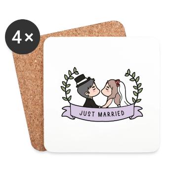 Just Married Hochzeit - Untersetzer (4er-Set) - Weiß - Vorne