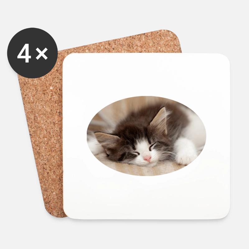 Sleeping cat - Coasters (set of 4) - white