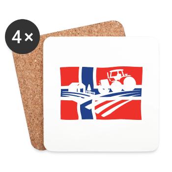 Norvège Tracteur Agriculture - Dessous de verre (lot de 4) - blanc - Devant