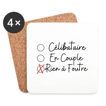 celibataire en couple rien a foutre - Dessous de verre (lot de 4) - blanc - Devant