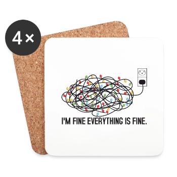 Weihnachtsbeleuchtung I'm fine Alles ist fein hässlich - Untersetzer (4er-Set) - Weiß - Vorne