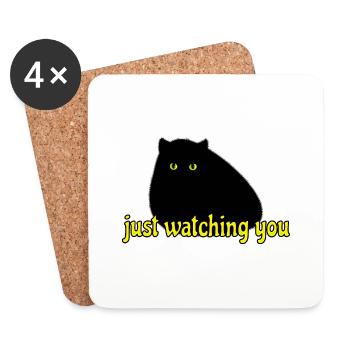 black cat is watching you - Untersetzer (4er-Set) - Weiß - Vorne