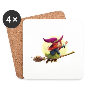 The little witch Elfriede - Coasters (set of 4) - white - Front