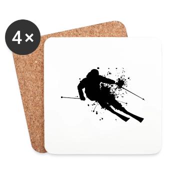 Skiing Skiing Men Ski Winter Sports - Coasters (set of 4) - white - Front